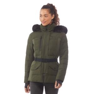 Michael Kors MK Sport Belted Puffer with Faux Fur